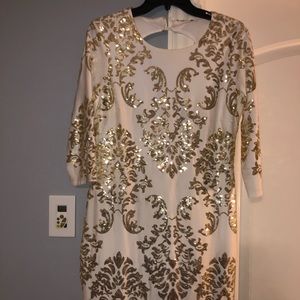 White gold sequins body-con dress